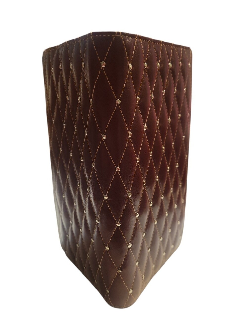 Tusk Burgundy Leather Quilted Wallet With Silver Studs - Picture 3 of 10